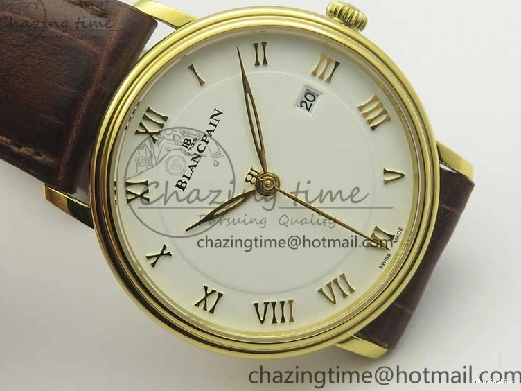 0318 WellDesigned Villeret 6651 YG ZF 1:1 Best Edition White Dial on Brown Leather Strap A 8000